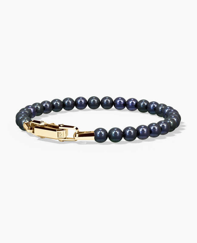 POWER BEADS Bracelet with Gold Lock & Black Pearl