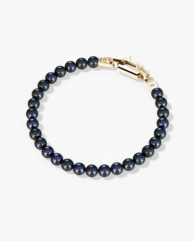 POWER BEADS Bracelet with Gold Lock & Black Pearl