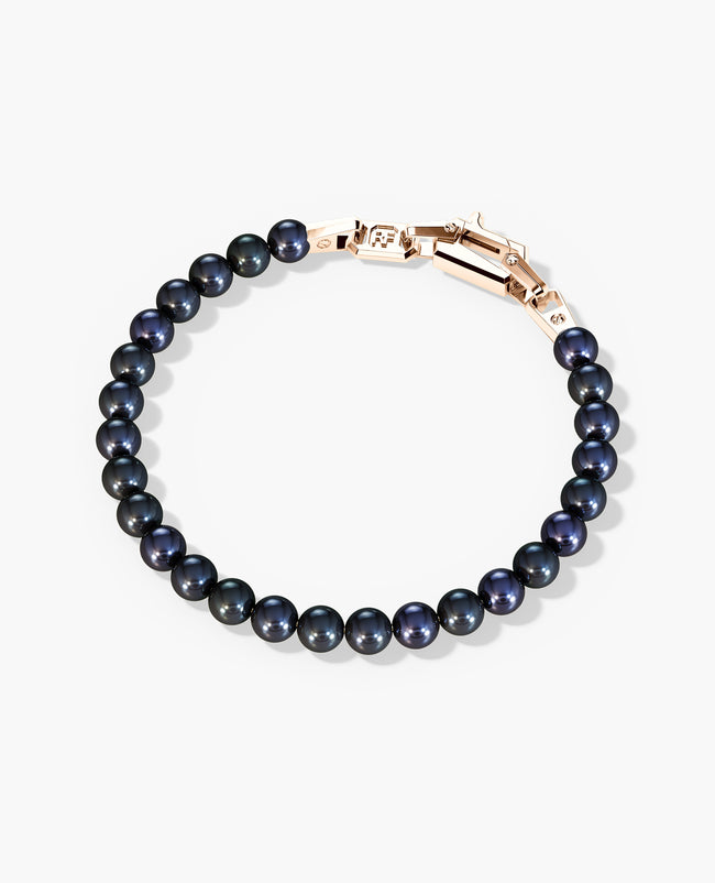 POWER BEADS Bracelet with Gold Lock & Black Pearl