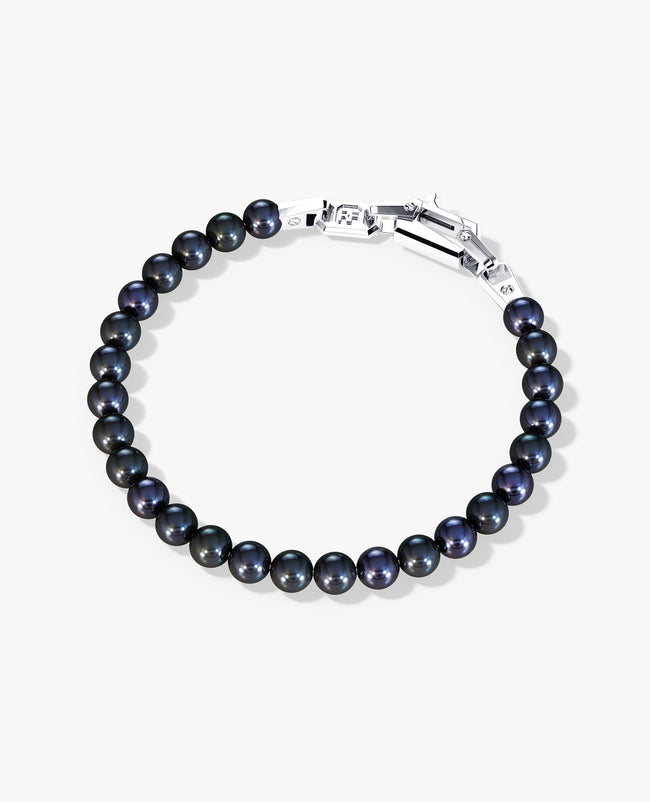 POWER BEADS Bracelet with Gold Lock & Black Pearl