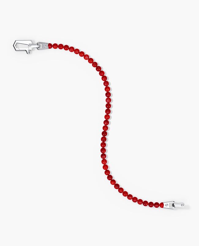 POWER BEADS Bracelet with Silver Lock & Red Coral