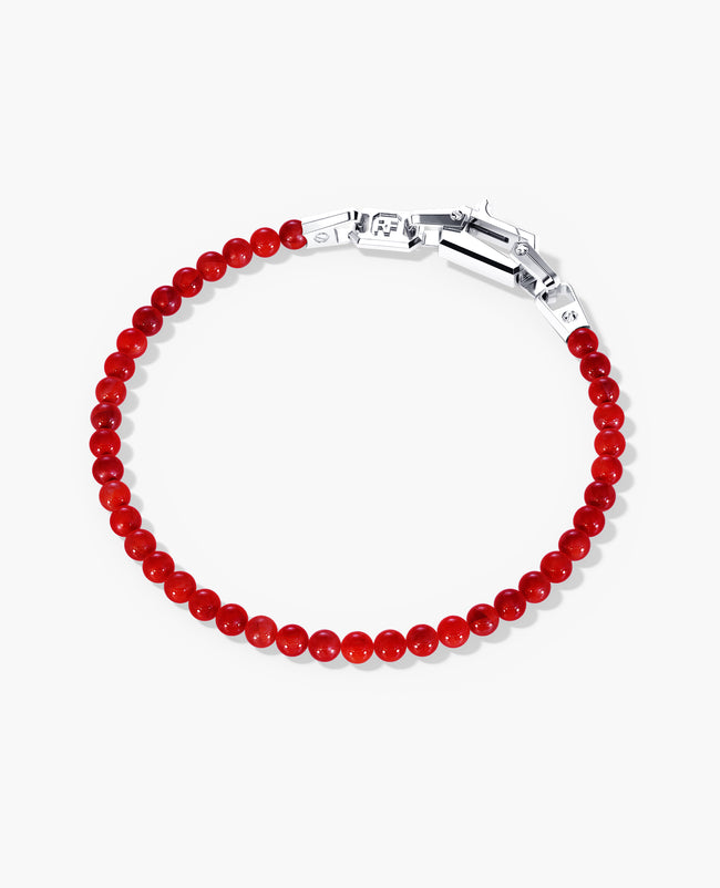 POWER BEADS Bracelet with Gold Lock & Red Coral