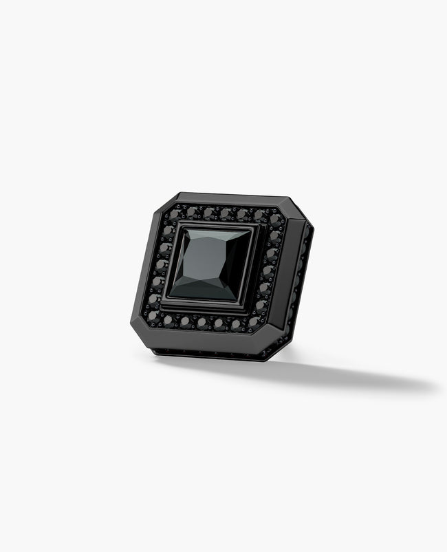 HALO EverBlak Gold Princess Cut Single Stud Earring with 1.40ct Black Diamonds