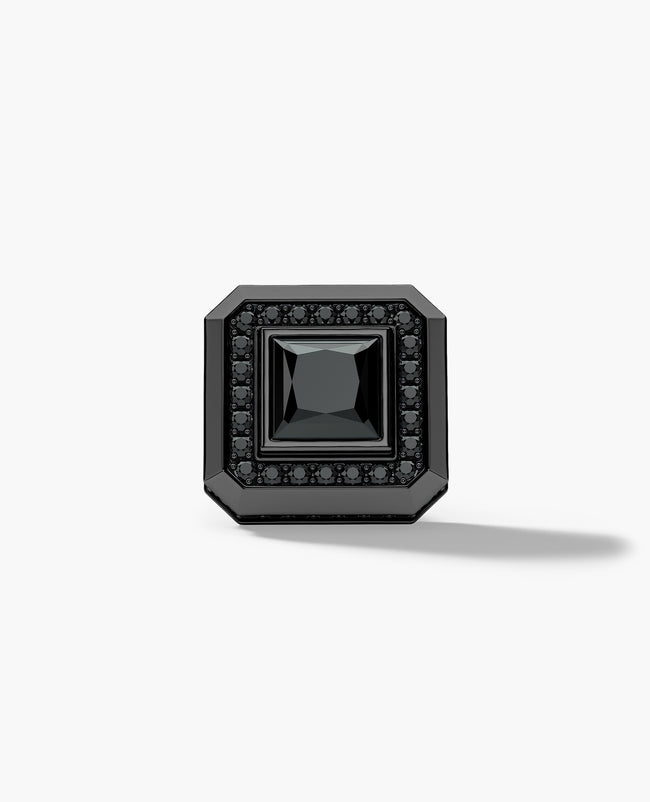 HALO EverBlak Gold Princess Cut Single Stud Earring with 1.40ct Black Diamonds