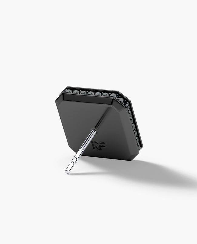 HALO EverBlak Gold Princess Cut Single Stud Earring with 1.40ct Black Diamonds