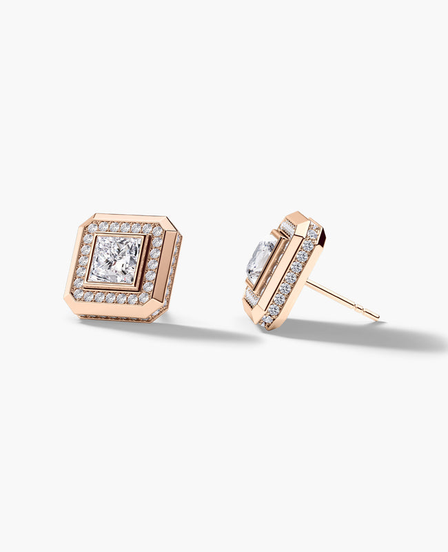 HALO Gold Princess Cut Single Stud Earring with 0.55ct - 1.40ct Diamonds