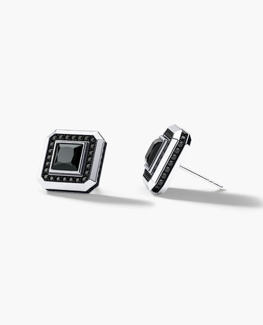 HALO Gold Princess Cut Single Stud Earring with 0.55ct - 1.40ct Black Diamonds