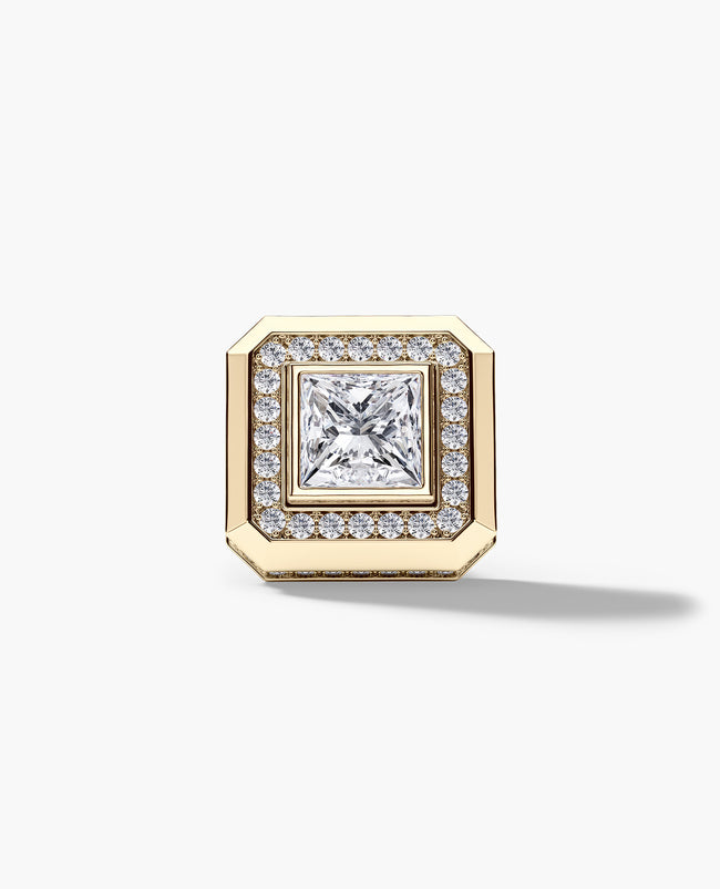 HALO Gold Princess Cut Single Stud Earring with 0.55ct - 1.40ct Diamonds