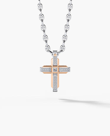 CROSS Two-Tone Gold Pendant with 0.60ct Diamonds