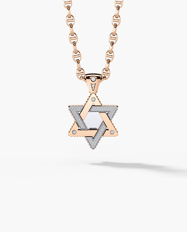 STAR OF DAVID Two-Tone Gold Pendant with 0.45ct Diamonds