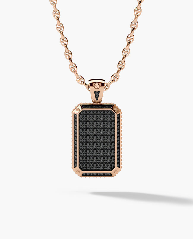 DIAMOND DOG TAG Pendant in Gold with 2.10ct Black Diamonds