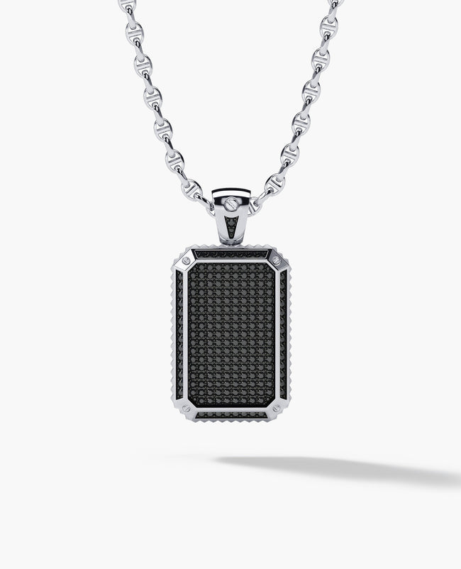 DIAMOND DOG TAG Pendant in Gold with 2.10ct Black Diamonds