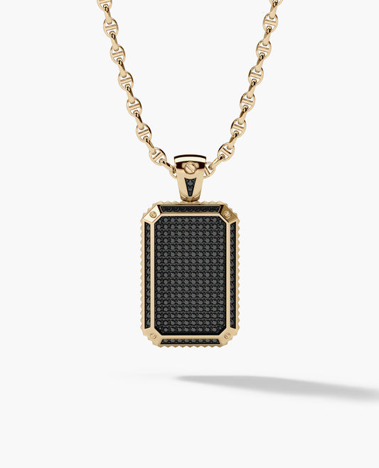 DIAMOND DOG TAG Gold Pendant with 2.10ct Black Diamonds