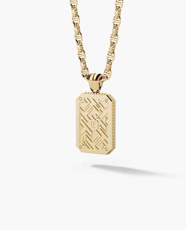 DIAMOND DOG TAG Pendant in Gold with 2.10ct Black Diamonds