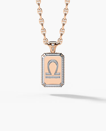 ZODIAC DOG TAG Gold Pendant with 0.60ct Diamonds