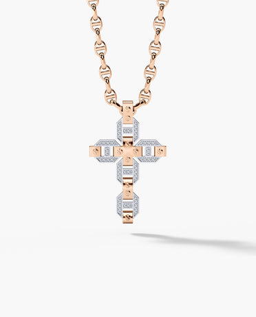 BRIGGS Cross Two-Tone Gold Pendant with 0.50ct Diamonds