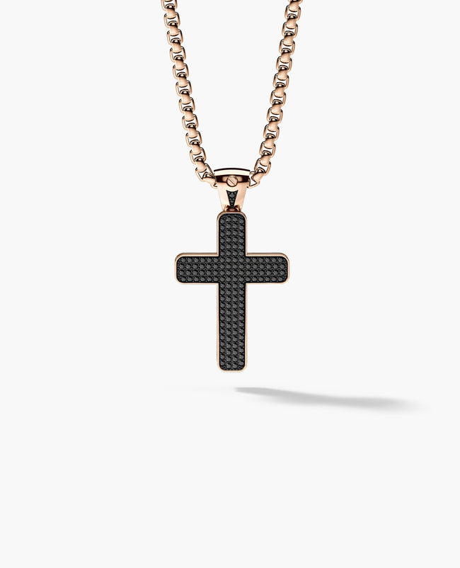 JERRITT Cross Pendant in Gold with 2.00ct Black Diamonds