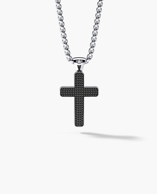 JERRITT Cross Pendant in Gold with 2.00ct Black Diamonds
