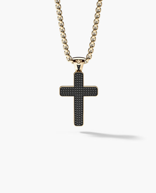 JERRITT Cross Gold Pendant with 2.00ct Black Diamonds