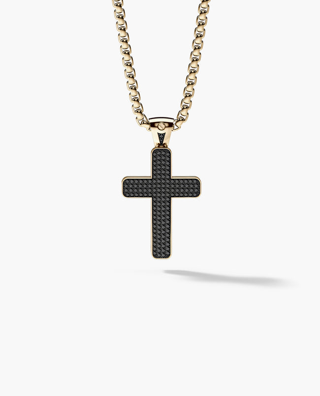 JERRITT Cross Pendant in Gold with 2.00ct Black Diamonds