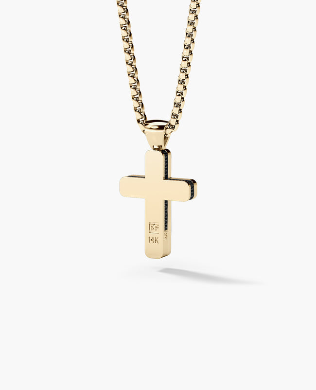JERRITT Cross Pendant in Gold with 2.00ct Black Diamonds
