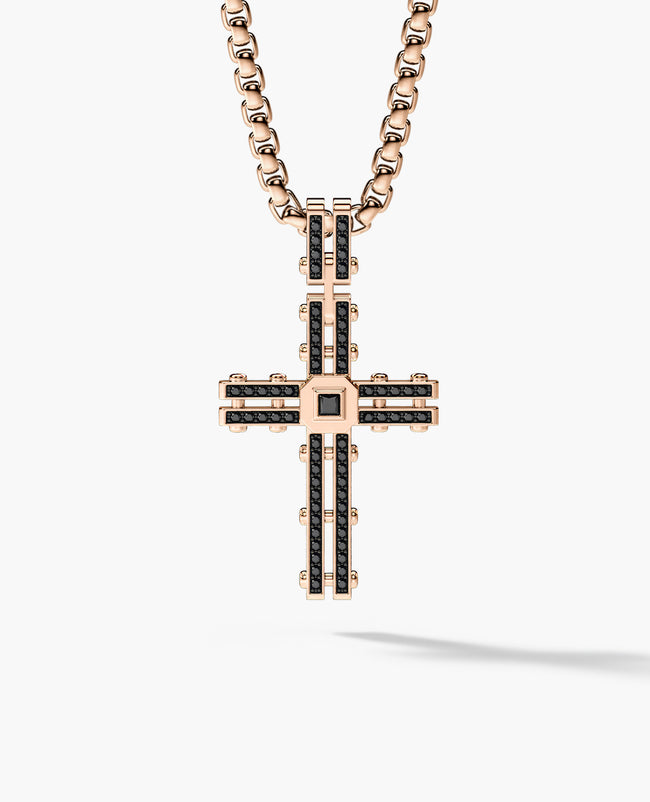 LA PAZ Cross Pendant in Gold with 0.20ct Black Diamonds