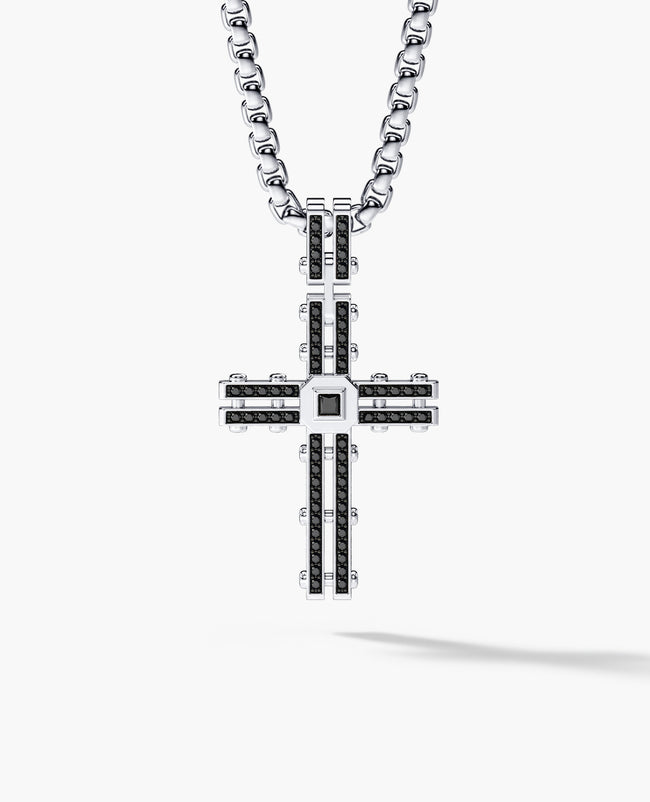 LA PAZ Cross Pendant in Gold with 0.20ct Black Diamonds
