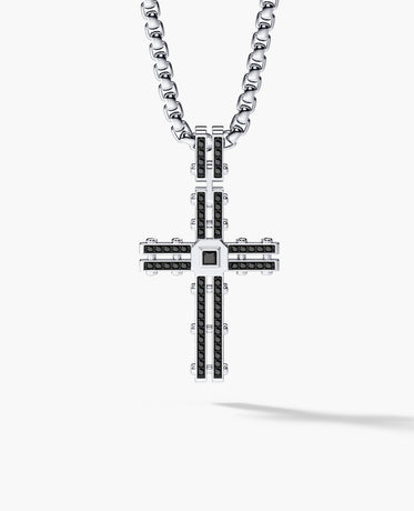 LA PAZ Cross Gold Pendant with 0.20ct Black Diamonds