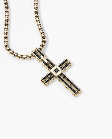 LA PAZ Cross Pendant in Gold with 0.20ct Black Diamonds