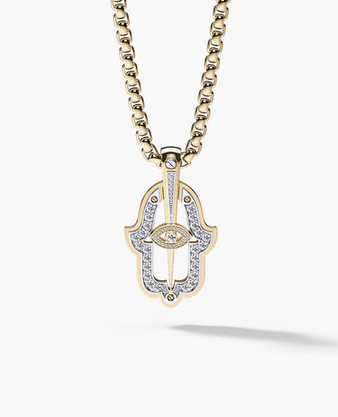 Ready to Ship - HAMSA Pendant in Gold with 0.30ct Diamonds