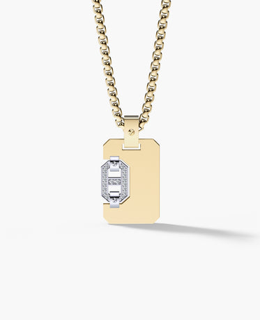 Ready to Ship - BRIGGS Dog Tag Pendant in 14k Gold with 0.10ct Diamonds