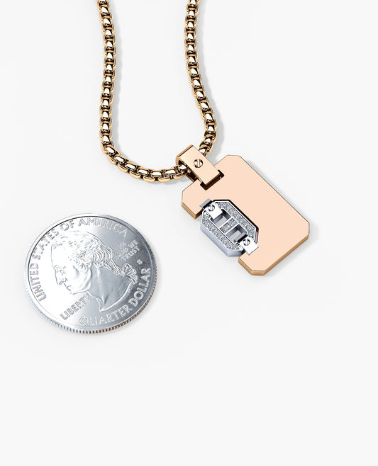 Ready to Ship - BRIGGS Dog Tag Pendant in 18k Gold with 0.10ct Diamonds