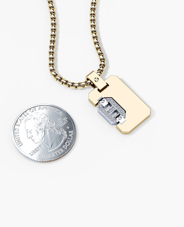 BRIGGS Dog Tag Pendant in Gold with 0.10ct Diamonds