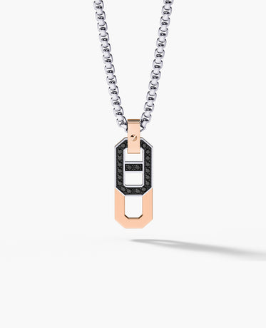 BRIGGS Two-Tone Gold Pendant with 0.30ct Black Diamonds