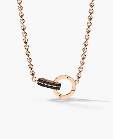 ROPES Gold Interlink Necklace Pendant with 0.20ct Black Diamonds