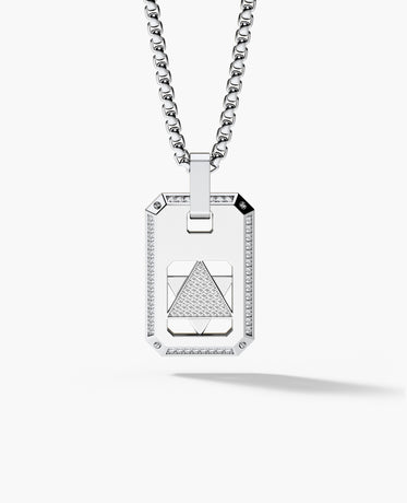 STAR OF DAVID Reversible Dog Tag Double Plate Gold Pendant with 0.90ct Diamonds
