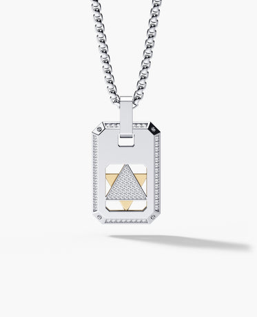 Ready to Ship - STAR OF DAVID Reversible Dog Tag Double Plate in 14k Two-Tone Gold Pendant with 0.90ct Diamonds