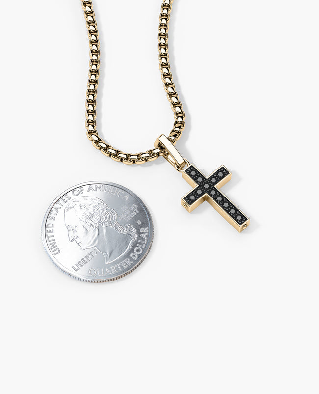 Ready to Ship - MINI CROSS Pendant in 14k Gold with 0.25ct White or Black Diamonds