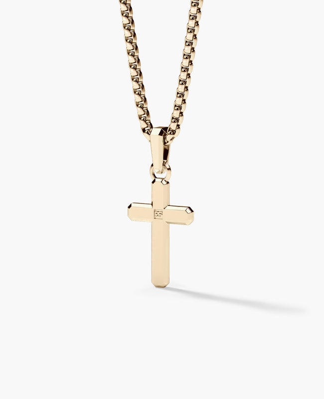 Ready to Ship - CROSS Pendant in 18k White & Yellow Gold with 0.10ct Black Diamonds (35mm)