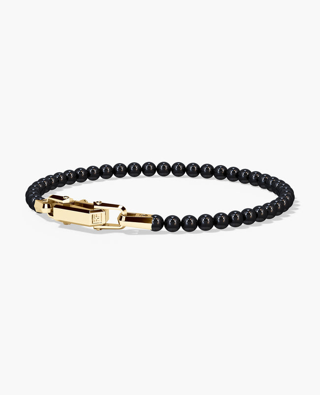 POWER BEADS Bracelet with Gold Lock & Polished Onyx