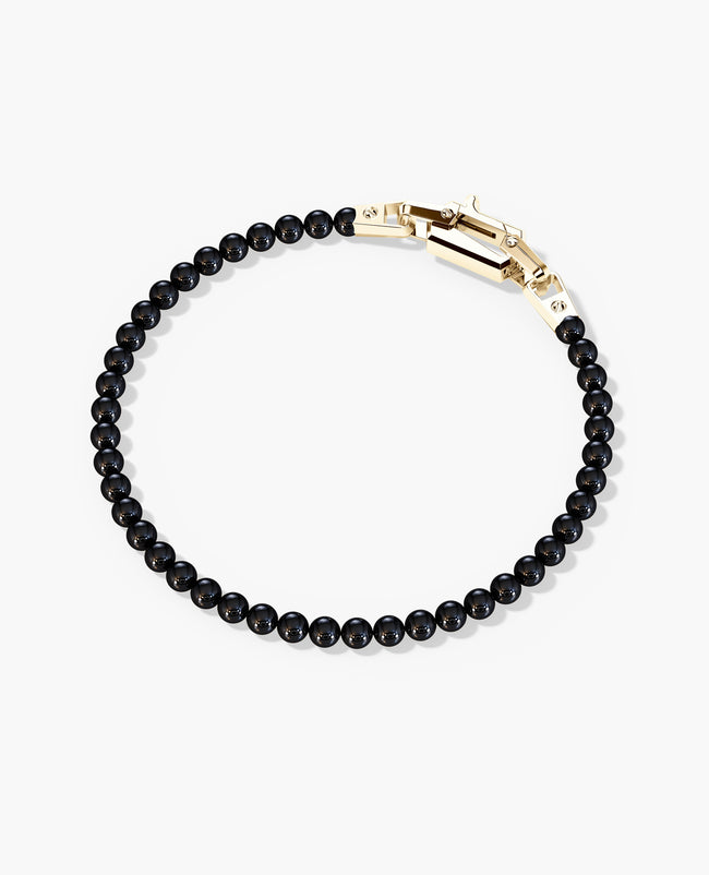 POWER BEADS Bracelet with Gold Lock & Polished Onyx