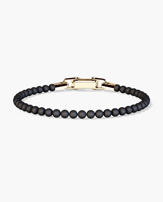 POWER BEADS Bracelet with Gold Lock & Matt Onyx