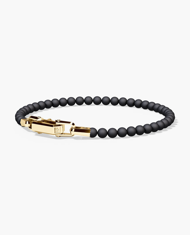 POWER BEADS Bracelet with Gold Lock & Matt Onyx