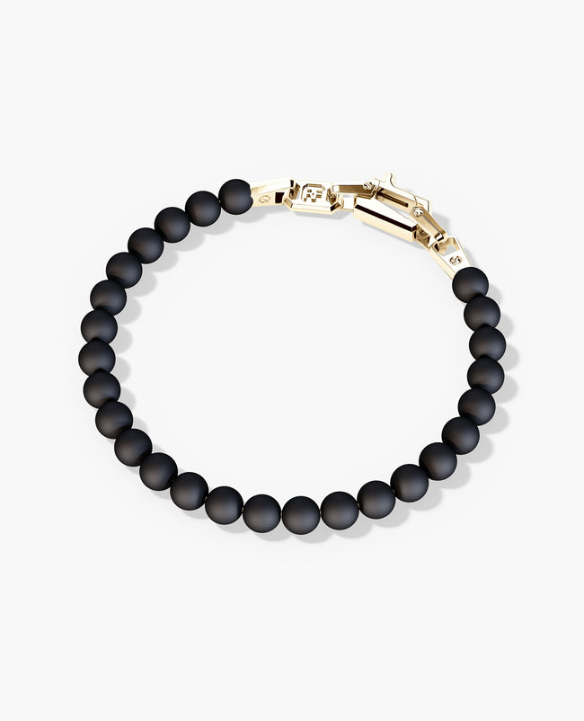 POWER BEADS Bracelet with Gold Lock & Matt Onyx