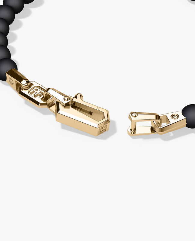 POWER BEADS Bracelet with Gold Lock & Matt Onyx