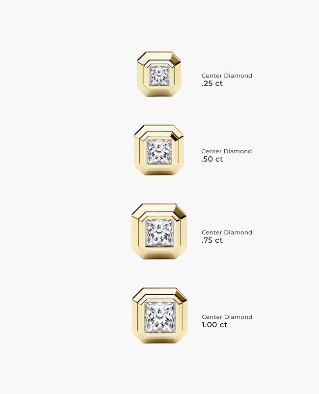LODE Solitaire Bezel Set Floating Princess Cut Diamond Pendant Necklace
