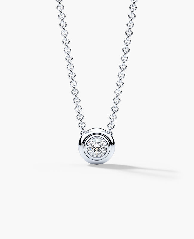 LODE Solitaire Bezel Set Floating Round Cut Diamond Pendant Necklace
