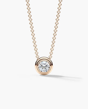 LODE Solitaire Bezel Set Floating Round Cut Diamond Pendant Necklace