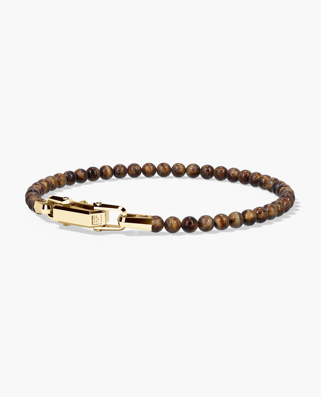 POWER BEADS Bracelet with Gold Lock & Tiger Eye
