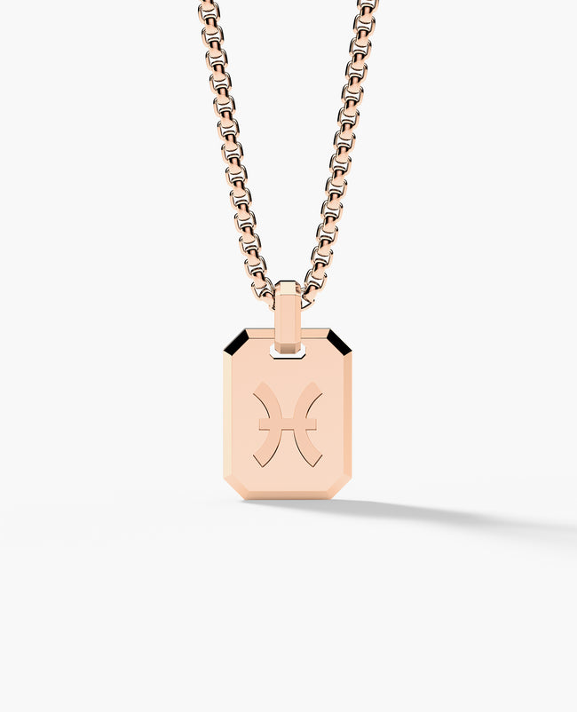 PISCES MINI ZODIAC Dog Tag Gold Pendant